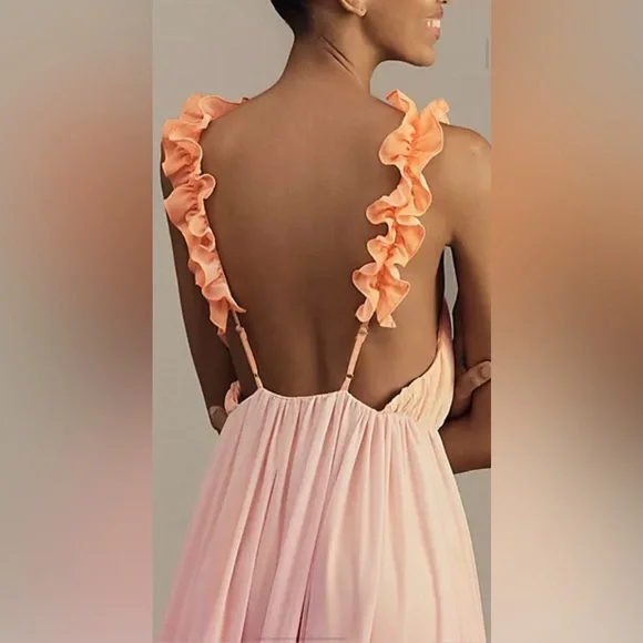 BHLDN Anthropologie V Neck Ombré Maxi Dress - worn once - Picture 2 of 12